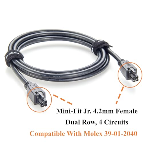 Image of Mini-Fit Jr. 4.2mm 4 Pin Female to Female Receptacle OTS Overmolded Cable Dual Row 4 Circuits Power & Signal Cable Compatible with 39-01-2040, 2451350420 (5PCS, 2M /6.6FT)