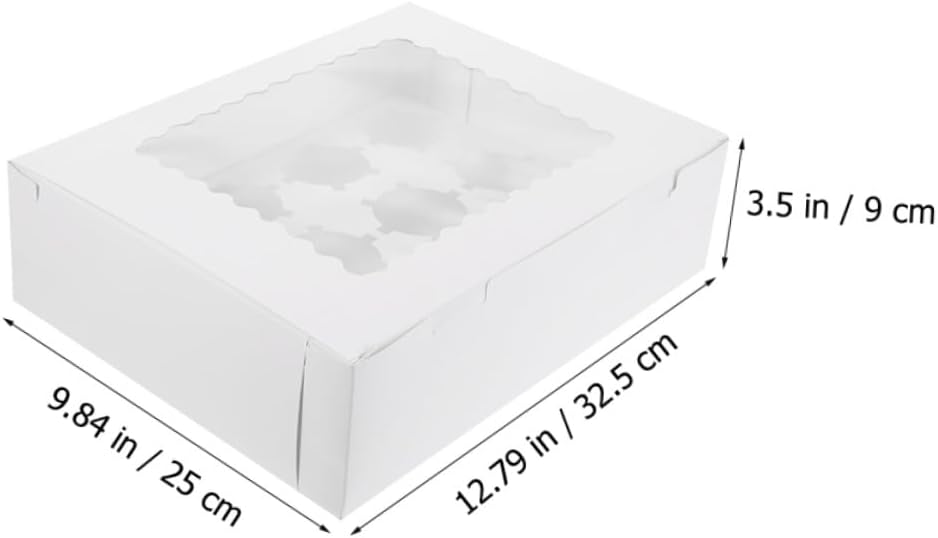 10pcs Muffin Cake Packing Box Paper Cupcake Boxes with Window White Cardboard Pastry Containers for Bakery Dessert Storage and Food Transport