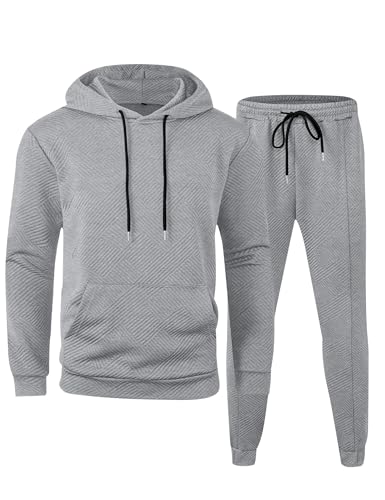 Babioboa Mens 2 Piece Sweatshirt Jacquard Sweatsuit Outfits Hoodi...
