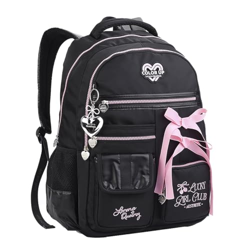 Mochila Color Up Costa Feminina Juvenil Menina Coração (Preto)