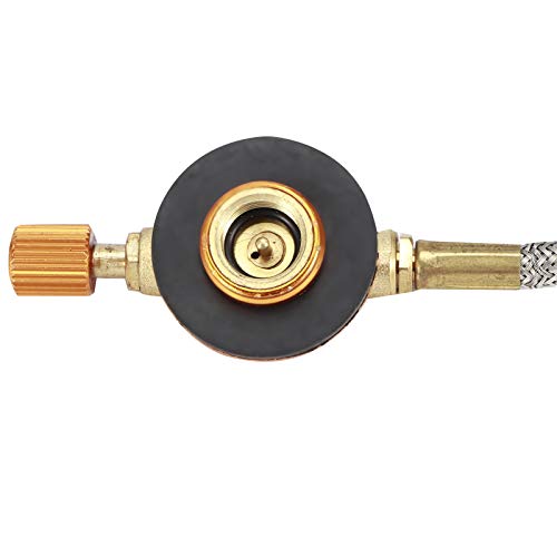 Gas Adapter Kartusche, G1/8 DN6 Flacher Gastankadapter, Propan Nachfülladapter mit Gasschlauch für Aussen Campingkocher Gasgrill Zubehör