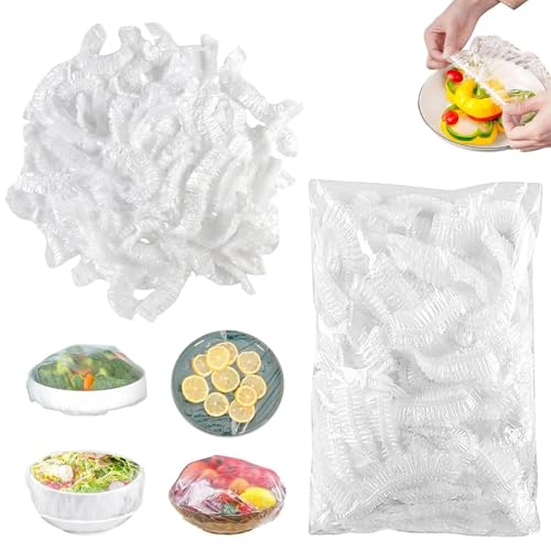 Frischhaltefolie,500 Stück Abdeckhauben für Lebensmittel,Frischhaltebeutel mit Gummizug,Wiederverwendbare Elastische aus Beutel,Lebensmittel-Abdeckhauben