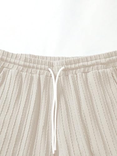 Men's 2 Piece Outfits Textured Drop Shoulder T Shirt and Short Sets Summer Outfits Tracksuit4