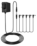 9V Netzteil für Gitarren Pedale mit 5 Wege Daisy Chain Kabeln, 1A DC Netzadapter für Boss Gitarreneffekte Elektrische Klaviertastatur, Zoom, Casio Keyboards, Behringer,Netzadapter Center Negative