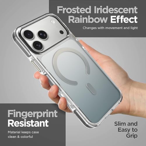 Image of Magnetic Case for iPhone 17 Pro [Compatible with Magsafe] [Anti-Yellowing] [1 Screen Protector] Slim Clear Iridescent Case for iPhone 17 Pro 6.3 inch 2025, Black