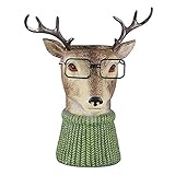 Qsvbeeqj Resin Cartoon Animal Head Planter Flower Arrangement Owl Deer Vase Creative Tabletop Decor