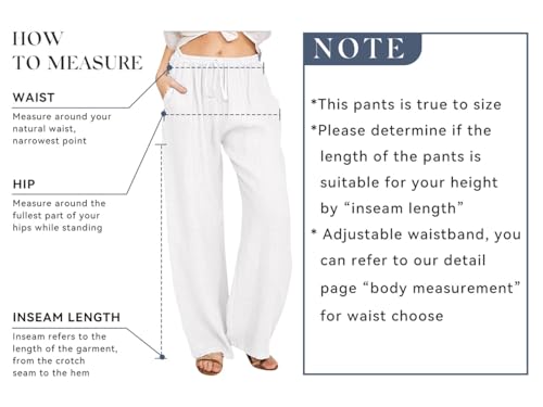 Image of CHARTOU Women's Summer Drawstring Waist Wide Leg Loose Cotton Linen Palazzo Pants