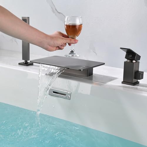 Robinet de Salle de Bain 3 Trous mitigeur cascade gris pour vasque encastrée