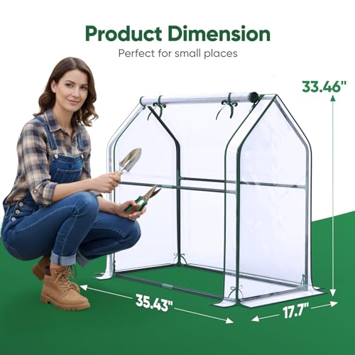 Quictent Mini Greenhouse for Indoor, 2-Pack Tabletop Portable Small Green House Waterproof UV Protected Cover Shelter for Outdoors, Garden Plant Seed Starting Nursery, 36"x18"x33", Clear - Image 2