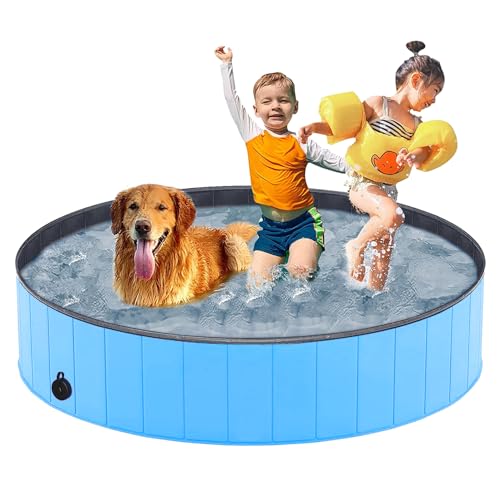 Taeku Foldable Dog Pool – Durable Collapsible Pet Bathing Tub for Pets Dogs and Cats Portable Pet Wading Pool for Indoor Outdoor (Blue 48 x 12in) by Taeku - Used condition - US$36.01
