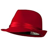 Fedora with Pleated Satin Band - Red OSFM