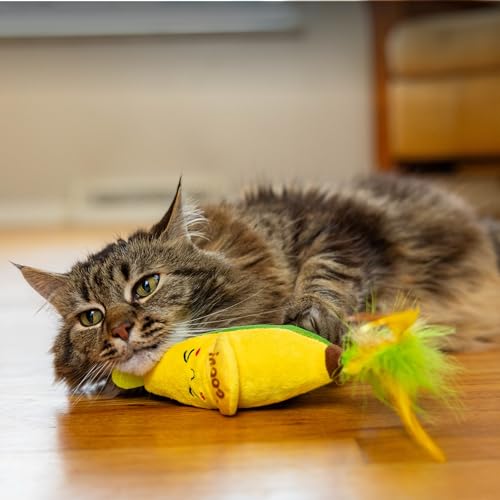 Image of Catstages Peelin' Good Banana Kicker Dental Catnip Toy, Yellow