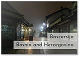 Bascarsija in Sarajevo, Bosnien und Herzegowina, das berühmte Einkaufsviertel bei Nebliger Nacht, Design 1, Kühlschrankmagnet