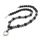  Halskette Lava Hämatit Halbedelstein Ring Verschluss Schmuck Rosenkranz