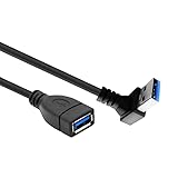 【20cm】USB 3.0 上向き L字 方向変換ケーブル 延長ケーブル USB3.0 タイプAオス- タイプAメス USB方向変換 USB延長 コード cable-076