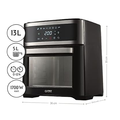 TZS First Austria Air Fryer Oven 13L | Digitalsteuerung | 8 Programme | Rotisserie | Innenbeleuchtung | 1700W | Verzinkter Garraum | 4 Einschubebenen – Bild 4