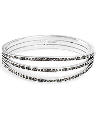 Lucky Brand Pave Layer Bar Hinge Cuff Bracelet, Silver, #TOP2