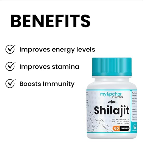 myUpchar Ayurveda Urjas Pure Himalayan Shilajit Original Capsules | Improve Muscle Strength, Stamina & Power | Natural & Organic Shilajeet| Experience results in 4 weeks | 60... - Image 2
