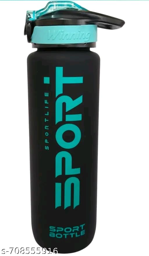 Image of Sport Water Sipper Bottle with Soft Silicon Straw, Leak Proof, 1000ml, (GREEN BLACK)