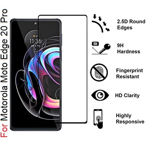 Image of Screen Protector for Motorola Moto Edge 20 Pro (Black) Tempered Glass Edge-to-Edge 6D Screen Guard With Installation Kit