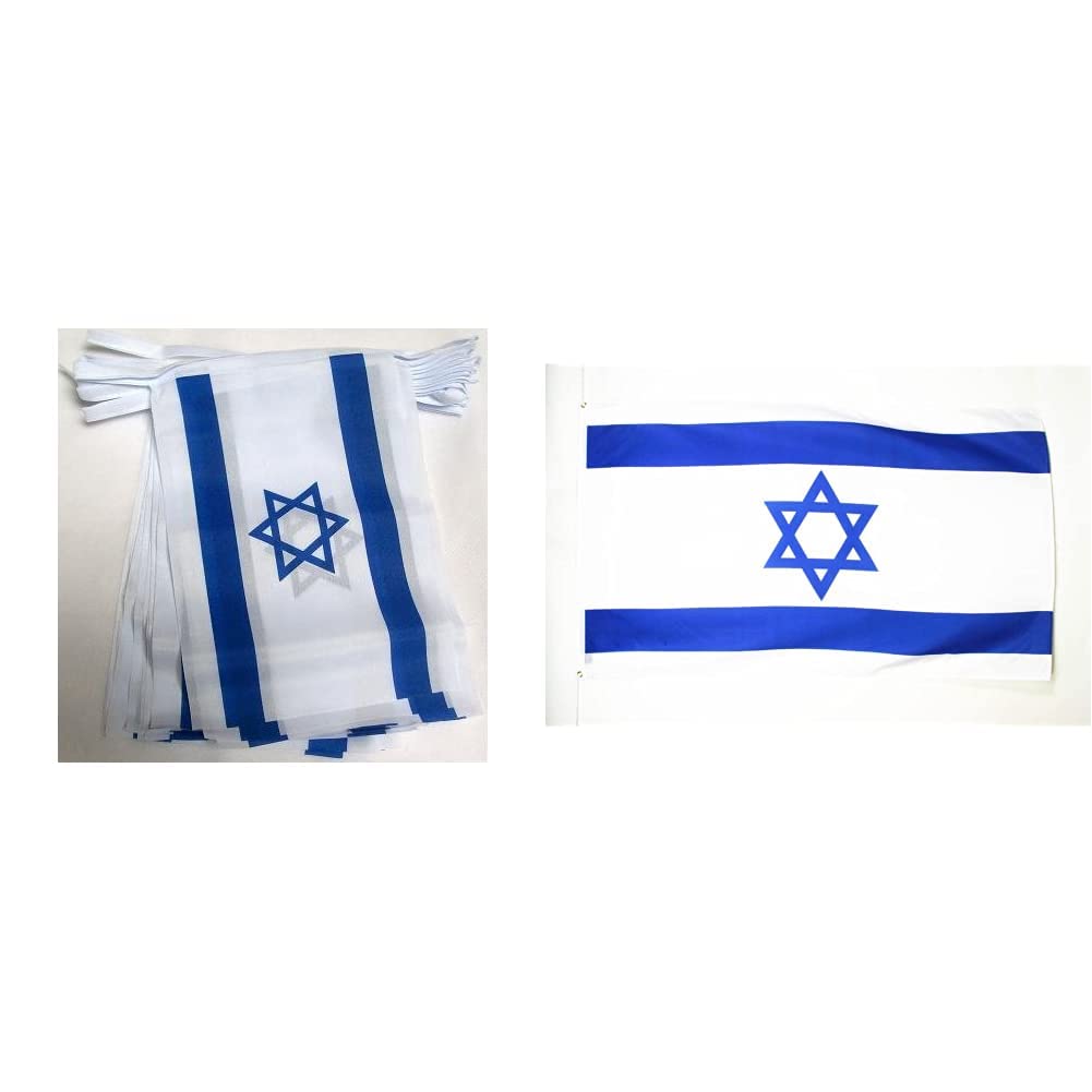 Guirlande 6 mètres 20 drapeaux Israël 21x15 et grand drapeau 150x90