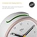Braun Classic Analogue Alarm Clock with Snooze and Light, Quiet Quartz Movement, Crescendo Beep Alarm in White and Rose, Model BC12PW.