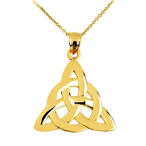 14k Yellow Gold Celtic Trinity Pendant Necklace