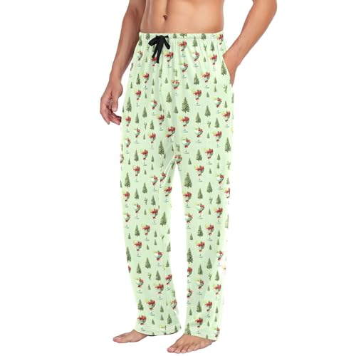 Mens Cotton Pajama Pants Sleep Lounge Pj Bottoms Sleepwear with Pockets Drawstring S Goblet Pine Tree Bow4