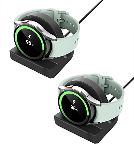 MoKo 2 Pack Charger Stand Compatible with Samsung Galaxy Watch 8 7 6 5 40mm 44mm/8 Classic 46mm/Ultra/6 Classic 43mm 47mm/5 Pro Silicone Charging Stand Dock Station Holder with Non-Slip Base Black