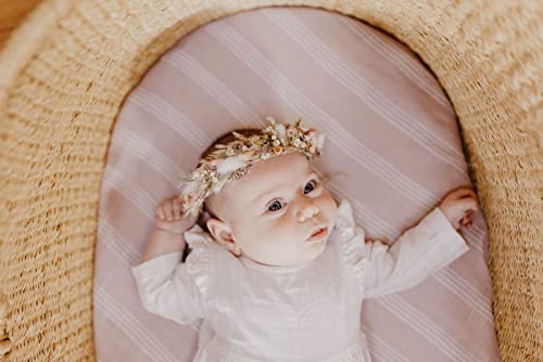 Image of Mini Wander Swaddles for Newborns Muslin Swaddle Blankets - Breathable Soft Receiving Blanket Baby Essentials | 47 x 47 Cotton - (Stripe (Smoke Rose)