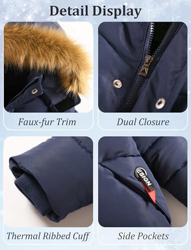 Happy Cherry Boy's Winter Coat Long Sleeve Hooded Jacket Kids Warm Cotton Puffer Outerwear4