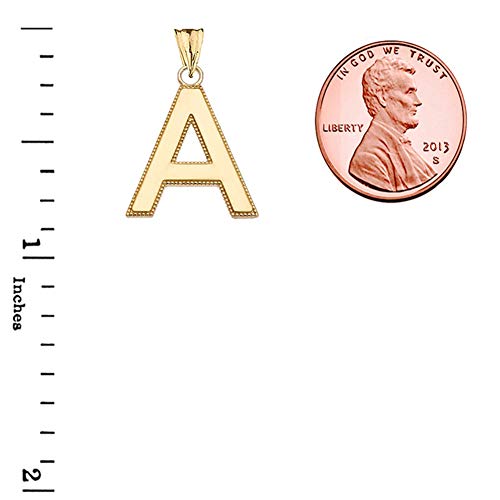 Elegant 10k Yellow Gold Personalized Milgrain Initial A-Z Charm Pendant2
