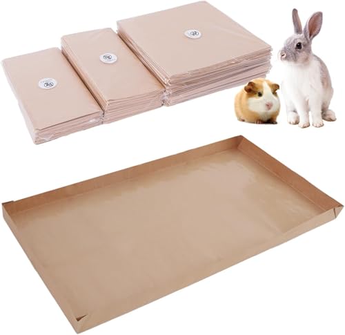 LWYMX Disposable Guinea Pig Cage Liners, 48" x24 Large Liner Bag for Guinea Pig Cage Bottom, Water-Resistant Kraft Paper (8Pack)