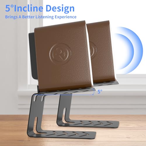 suptek 1 Pair of Desktop Speaker Stands with Vibration Absorption Pads, Metal Speaker Stands Pair Support Up to 33lbs Each, Desk Audio Stand for Bookshelf (5.9 x 5.5 x 5.2 inch), SDM002 by suptek - Image 3