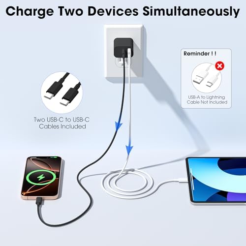 iPhone 17 16 15 Charger Fast Charging,20W USB C Wall Charger Block with 6ft Type C to C Cable Cord for Apple iPhone 17/17 Pro/17 Pro Max/17 Air/16/16 Plus/16 Pro/16 Pro Max/15 Pro Max/iPad Pro Black - 5