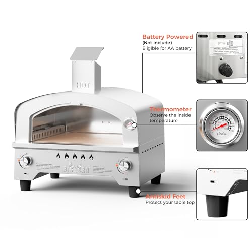 BIG HORN Gas Pizza Oven, Portable Propane Pizza Oven with 15 inch Pizza Stone, Stainless Steel Pizza Maker for Outdoor Cooking - Image 6