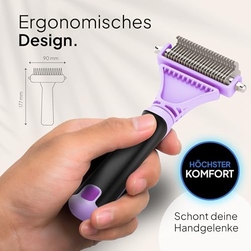 Pretty Paw ® Katzen Bürste für schonende & präzise Haarentfernung I Geeignet als Katzenbürste Langhaar & Katzenbürste Kurzhaar gegen Verfilzungen I Angenehm massierende Unterfellbürste Katze