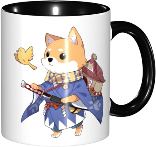 マグカップ かわいい 柴犬 犬柄 和風 武士 コーヒーカップ 陶器 330ml おしゃれ 可愛い 食器 コップ 耐熱 電子レンジ対応 お茶 ミルク 大容量 軽量 オフィス 家用 誕生日 記念日 プレゼント 箱入り