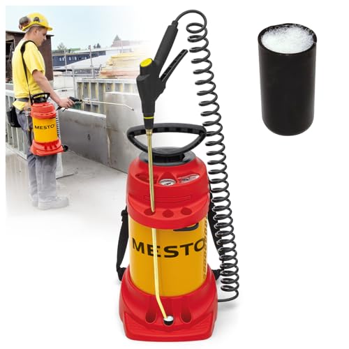 MESTO FERROX Plus 6 Hochdrucksprühgerät 6L Set inkl. MESTO Köcher | Drucksprüher 6 Bar | Schalölspritze für Bauchemikalien | Drucksprühflasche Industrie | Ölsprüher | Pumpsprüher | Flachstrahldüse