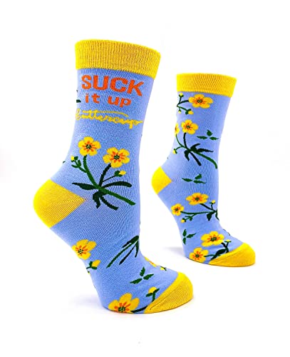 Fabdaz Suck It Up Buttercup Women's Novelty Crew Socks - 1 Pair, 1 Size Fits Most
