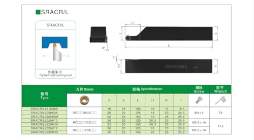 Portaherramientas de torneado externo SRACR SRGCR SRDCN 1212H08 miniatura 3
