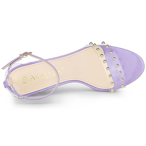 Allegra K Allegra K Women's Clear Block Heel Ankle Strap Light Purple Heeled Sandals 7.5 M US