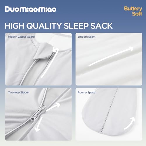 Image of Duomiaomiao Buttery Soft Rayon Made from Bamboo Baby Sleep Sack 18-36 Months 1.0 TOG, Premium Baby Sleeping Bag 2-Way Zipper for Babies