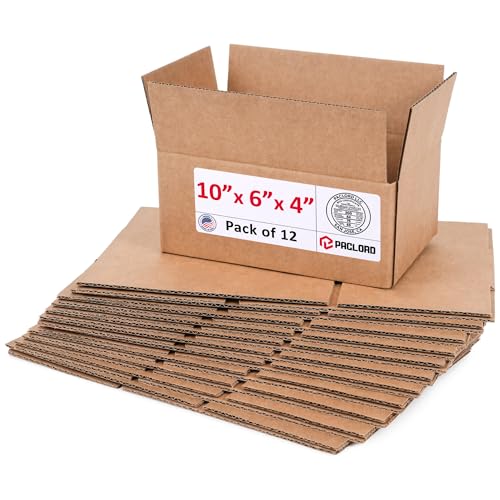 Image of Small Cardboard Boxes 10 inchL x 6 inchW x 4 inchH (Pack of 12) - USA-Made Packing Boxes for Moving, Shipping, or Storage - USPS, UPS, FedEx Approved - Professional Packing Supplies for Moving