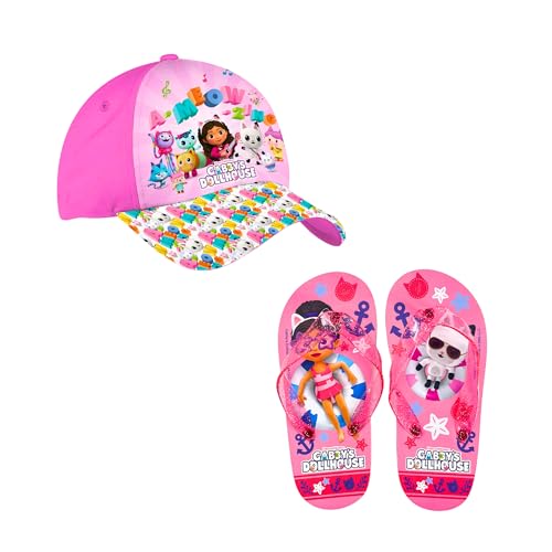 Casquette Gabby's Dollhouse anti-UV tongs filles ensemble protection été