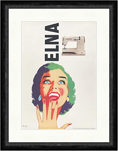 Affiche de machine à coudre Elna Faks pour déco d'atelier rétro