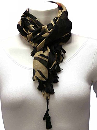 Luxury Divas Zebra Striped Scarf With Tassels3