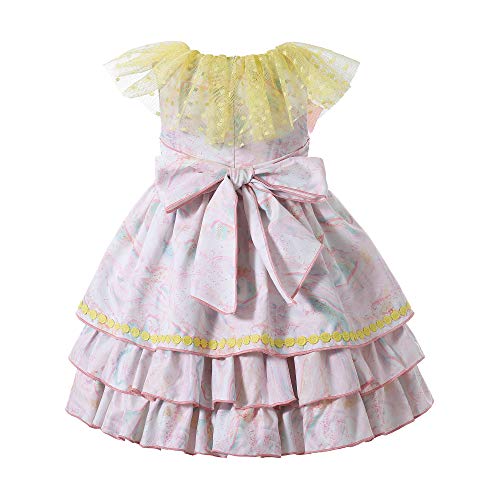 Pettigirl Kids Vintage Spring Yellow Sleeveless Floral Layered Clothes Toddler Easter Party Casual Dress with Headband2