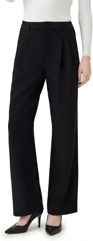 Wide Leg Dress Womens Black Dress Pants Business Casual Pants for Women with Pockets