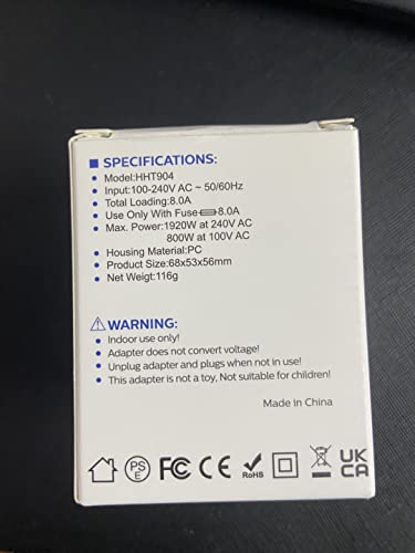 Foto von Reiseadapter Weltweit,Reisestecker Adapter Weltweit,Universal Travel Adapter Steckdose mit 3USB+1USB C und Internationaler Steckdosenadapter für Deutschland USA UK Thailand Indien Malediven Australien